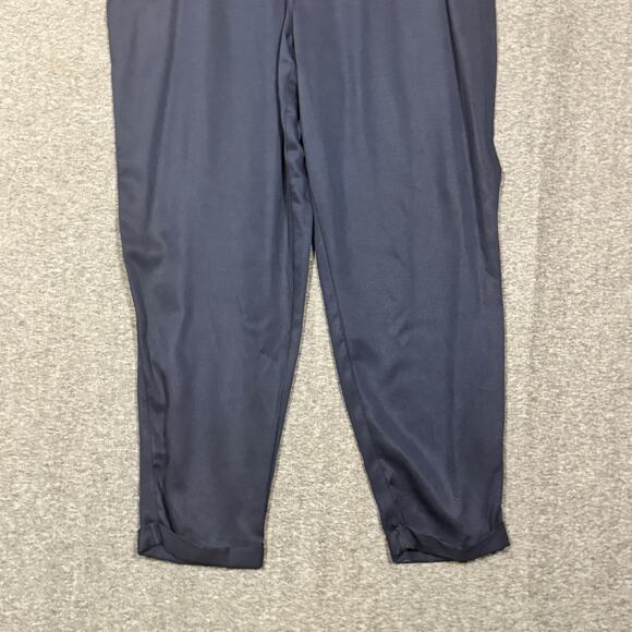 Bar III Womens Pants Size XL Blue Paper Bag Waist Tapered Leg Rolled Cuff Navy - Picture 3 of 13